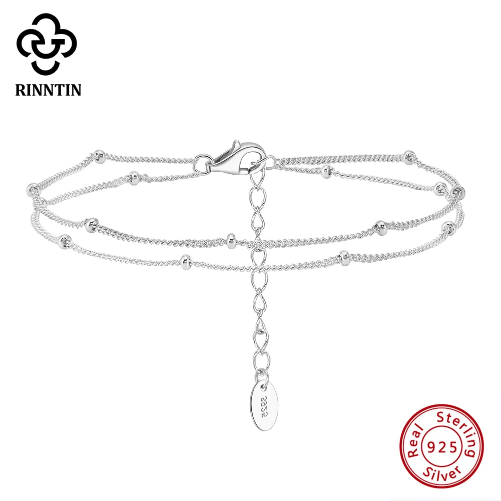 Rinntin Delicate Chain Double Layer Stacking Bracelet Bangle Chic Summer 925 Sterling Silver Bracelet Jewelry Gift 2025 SB198 view 3