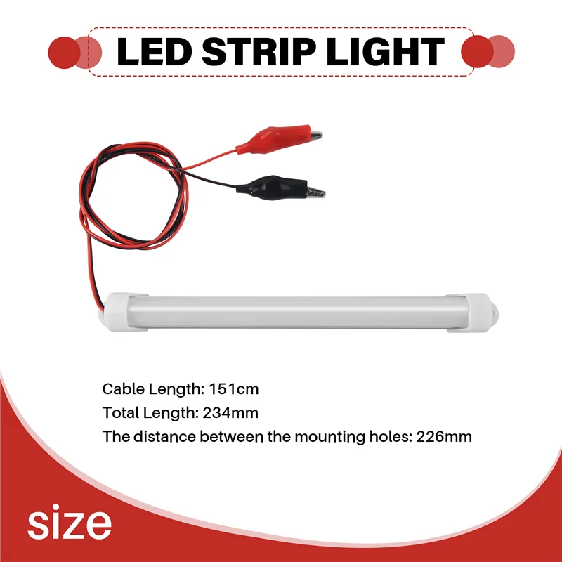 ABMI-2X 12V 車 LED SMD インテリア ライト バー チューブ ストリップ ランプ バン ボート キャラバン キャンピングカー コールド ホワイト、