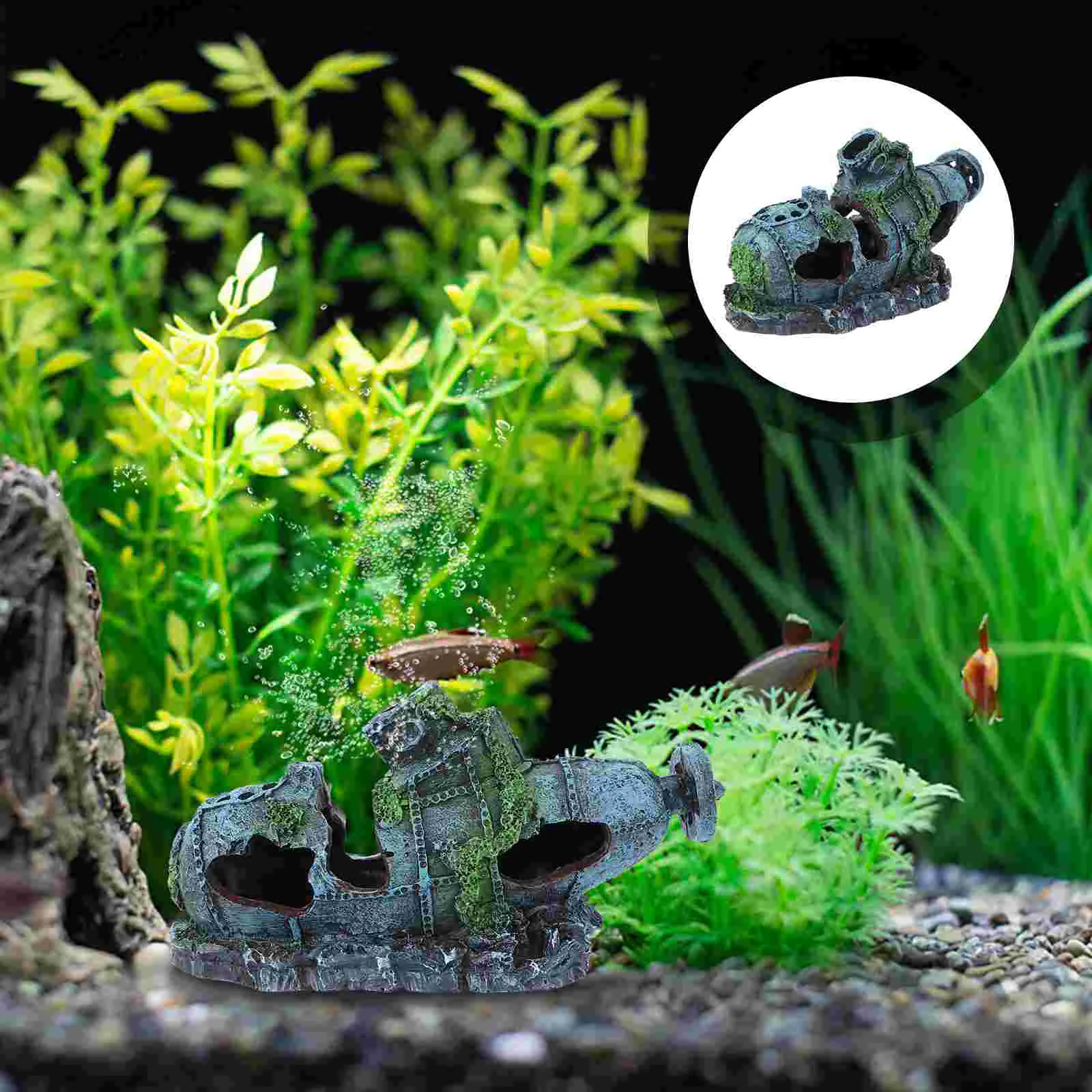 

Crawl Submarine Fish And Shrimp House Betta Tank Hideout Resin Shipwreck Aquarium Crafts Adornment