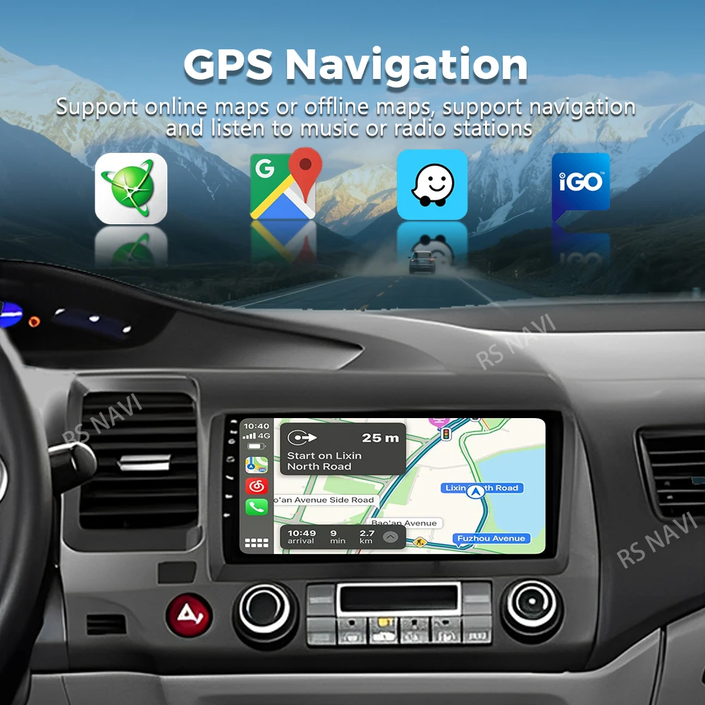 Plug and Play Android 16 For Honda Civic 8 FK FN FD 2005 - 2012 2K QLED Android Car Radio Multimedia GPS 4G CarPlay Stereo