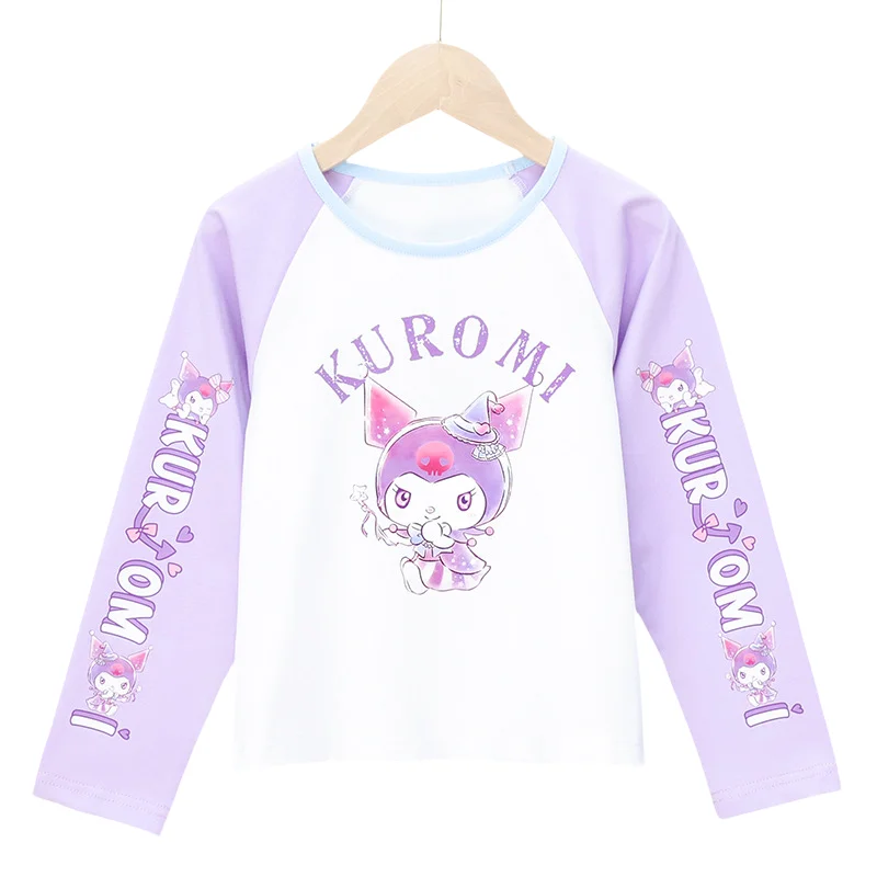 Cinnamoroll Kawaii Anime Sanrio Cute My Melody Cartoon Kuromi Girls Cotton Long-Sleeved T-Shirt Top Children's Sweater