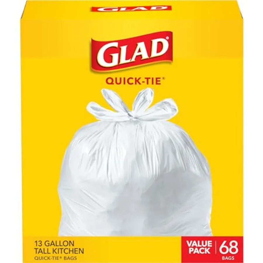 

Tall Kitchen Trash Bags 3 Gallon, Unscented Garbage Bags, Quick-Tie, 68 Count