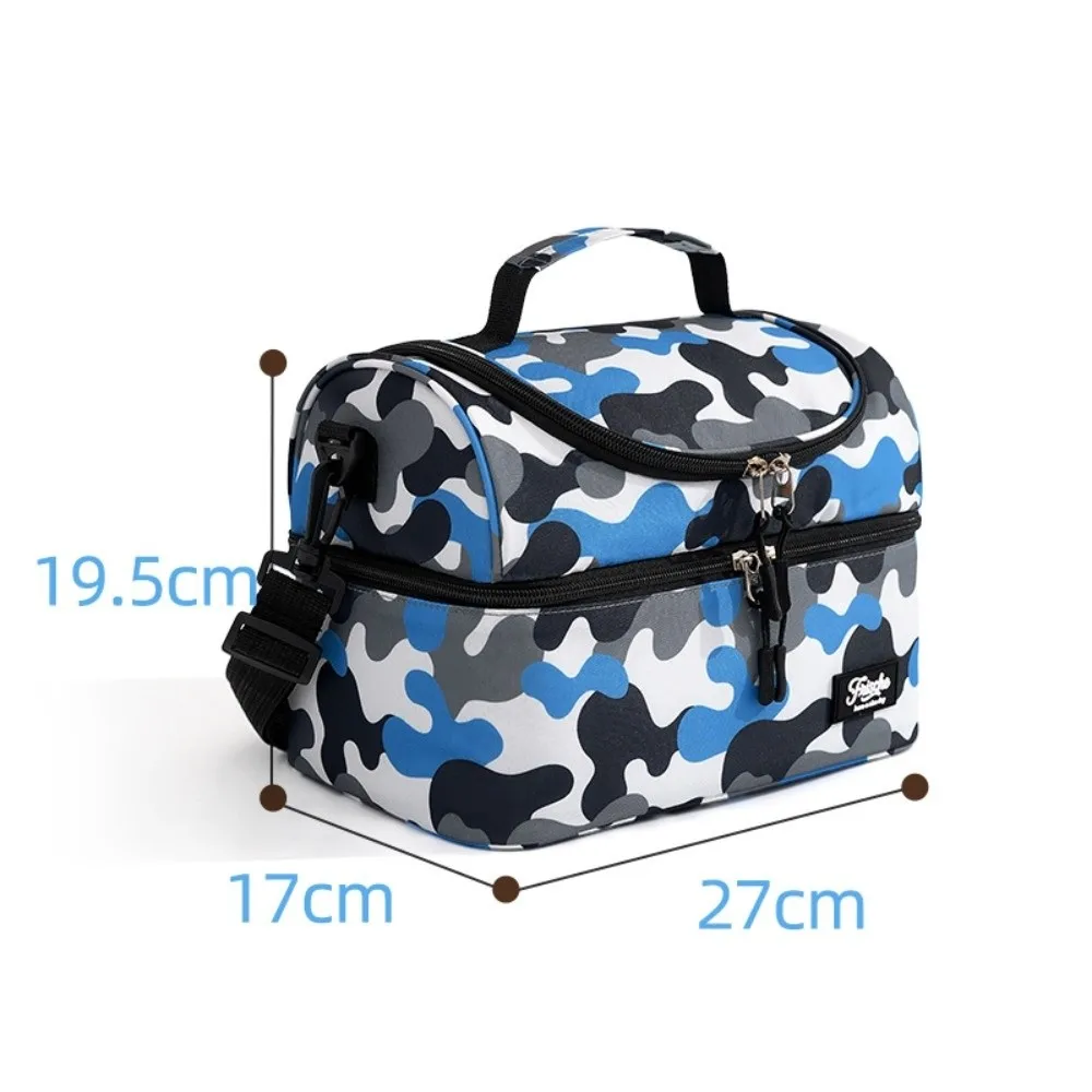 Double-layer Kids Lunch Bag Large Capacity Leakproof Insulated Lunch Box Thickened Cartoon Students Cooler Bag for Student