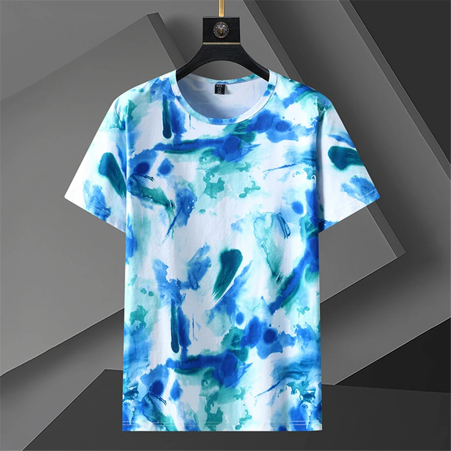 Tie Dyed T-shirt Men Summer Cool T Shirts Plus Size 10XL Fashion Casual Short Sleeve Tshirt Summer Tie-dye Tops Tees Male