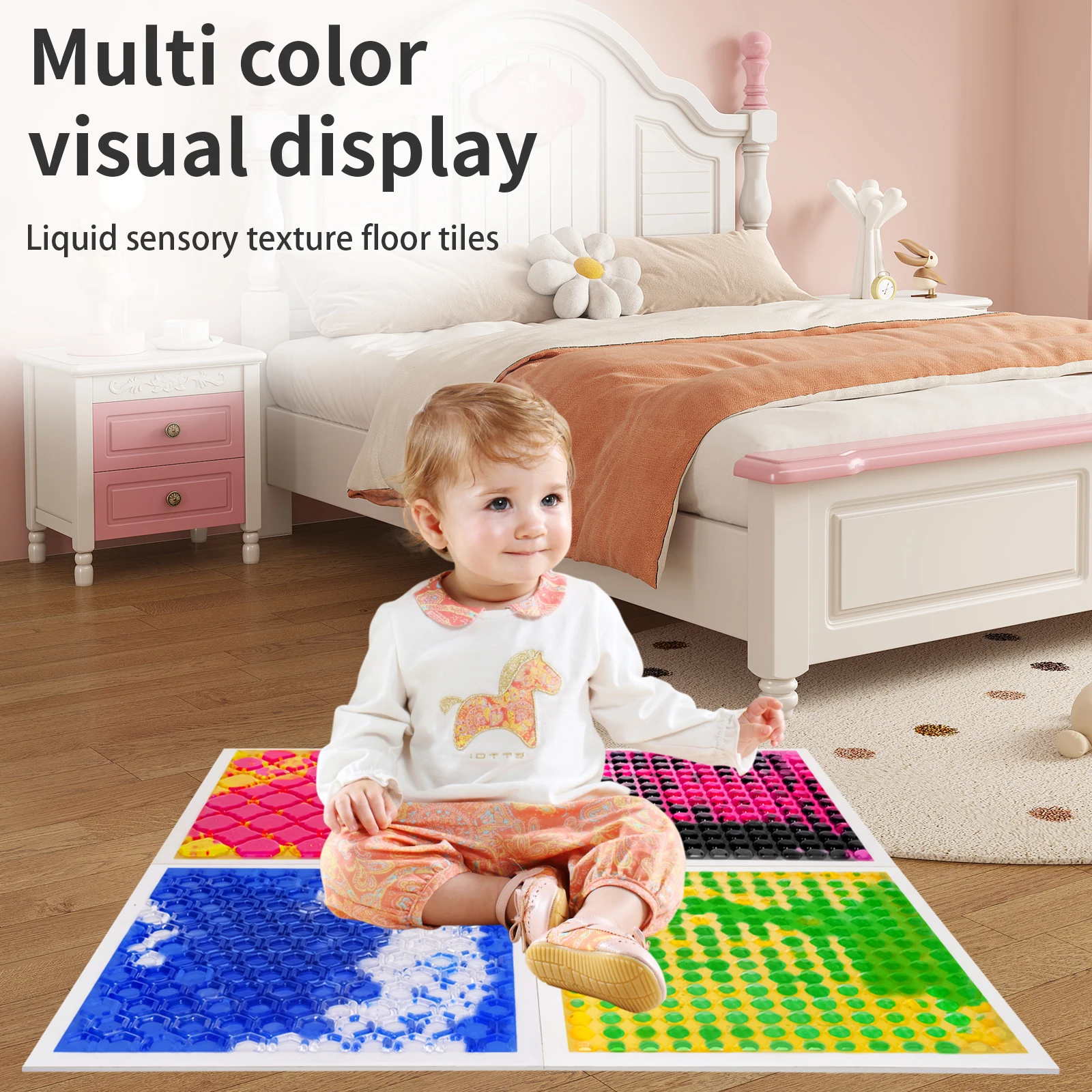 Longking Kleurrijke Zintuiglijke Tegels voor Kinderen 4-delige Set Fleuren Thuis Speelgebieden Educatief Plezier