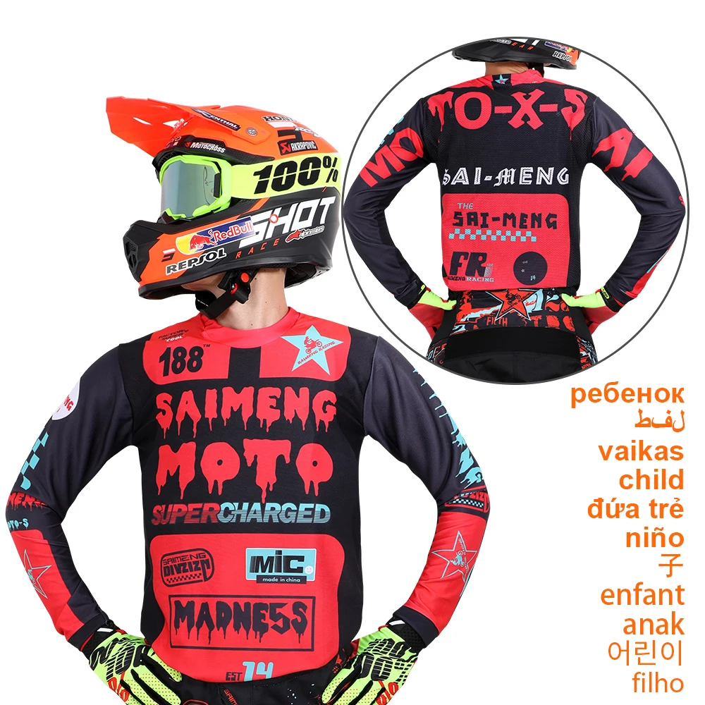 

Motocross 2022 Multicolor Cool Cycling Jersey Motocross Cycling Off Road Dirt Bike Riding MTB DH child Racing Long Sleeve Shirt