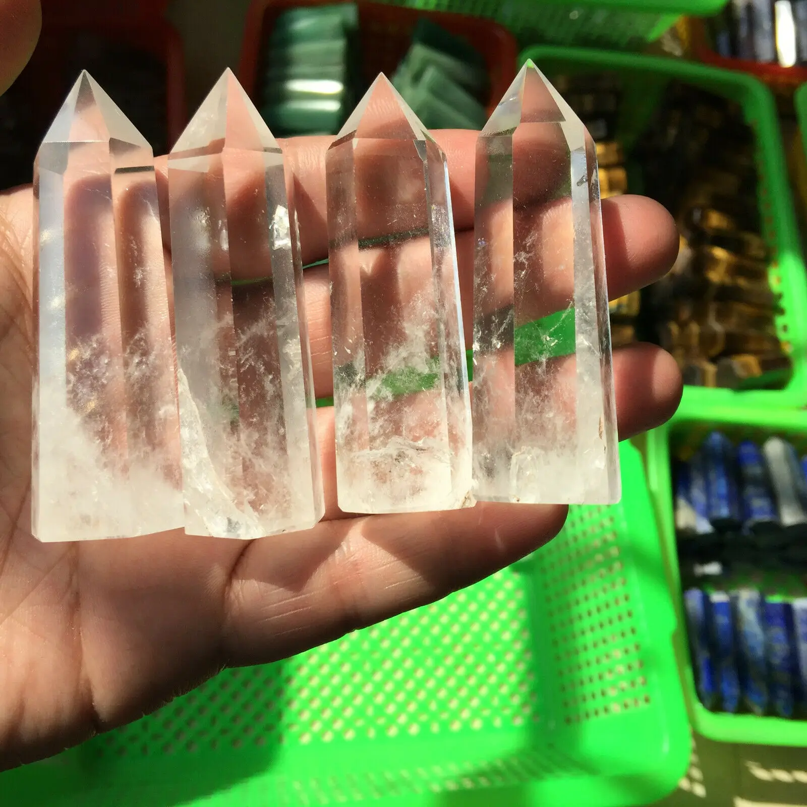 Natural Crystal Clear Quartz Transparency Quartz Point Healing Stone Hexagonal Prisms  Obelisk Wand Stone Home Decor