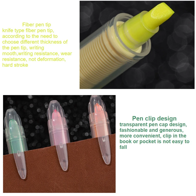 1 Pcs Double-headed Highlighter Color Straight Liquid Marker Pen Hand Account This Student Stationery Color Marking Pen