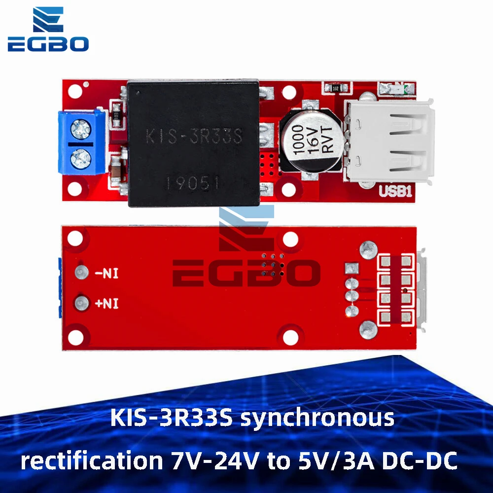 KIS-3R33S 7V-24V إلى 5V/3A وحدة محول فرق الجهد المتزامن مع مخرج USB