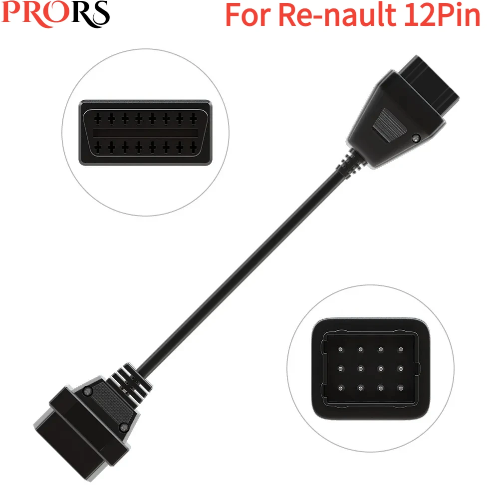 

Latest for RENAULT 12Pin Male To OBDII DLC 16Pin Female for Renault 12pin Cable Female Connector Adapter OBD2 Connecting Line