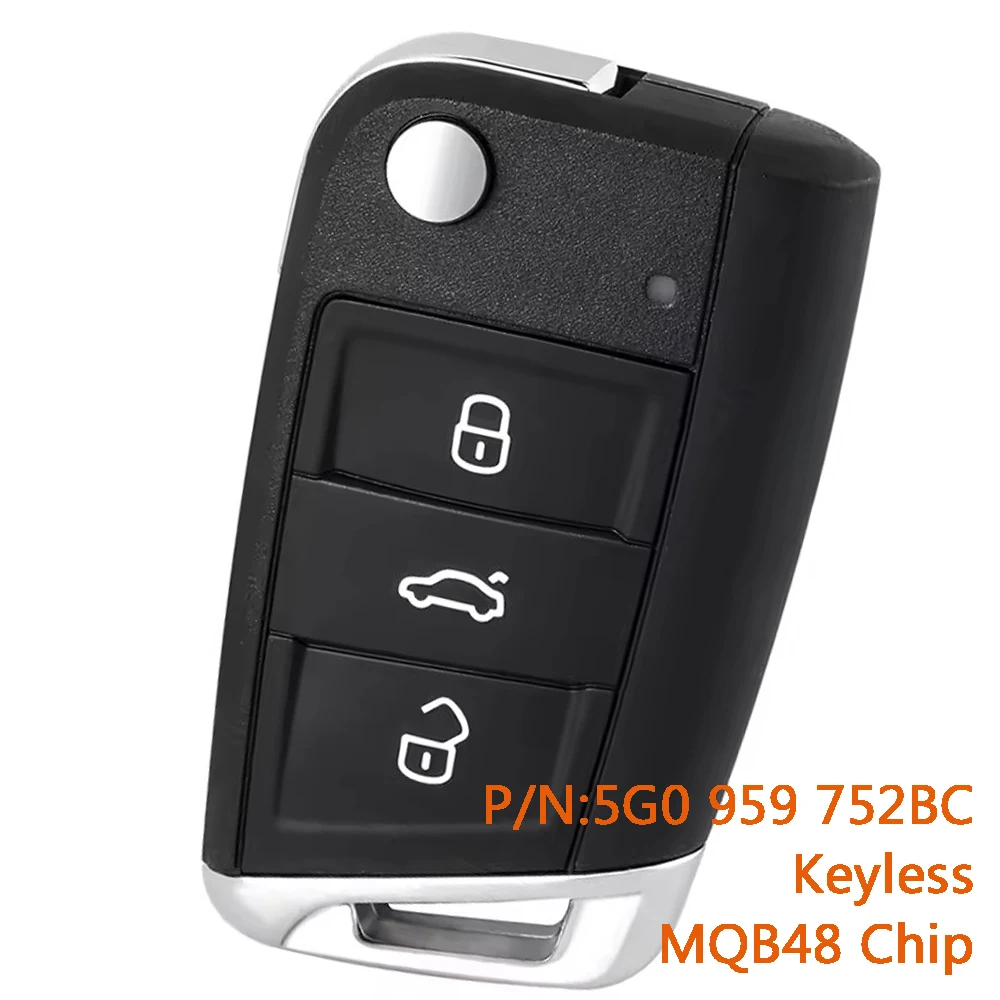 

KEYECU 5G0 959 752 BC 5G0959752BC Умный дистанционный брелок без ключа для Volkswagen Golf Polo Touran MQB48 чип 433 МГц
