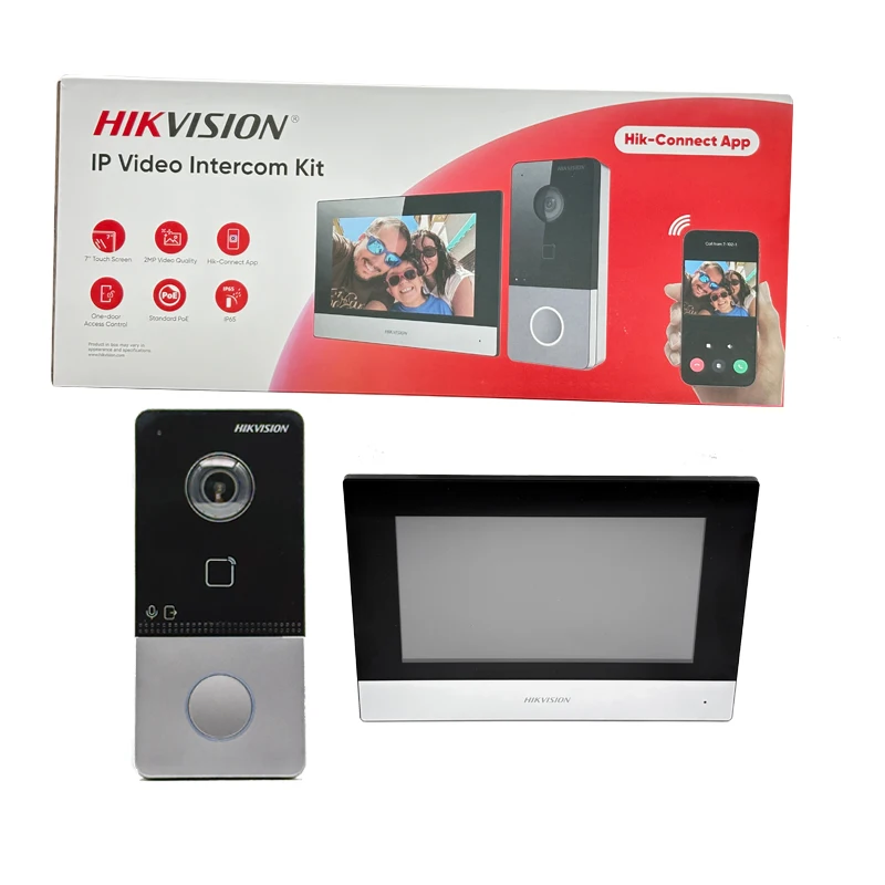 طقم الاتصال الداخلي عبر الفيديو Hikvision DS-KIS603-P(C) POE محطة باب جرس الباب WIFI شاشة 7 بوصة تتضمن DS-KV6113-WPE1(C) DS-KH6320-WTE1 #3