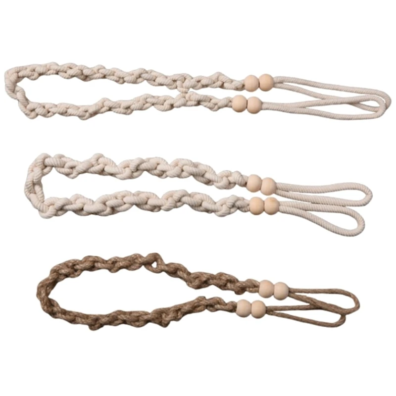 Elegant Braided Woven Rope Drapery Tiebacks 4 Pack Handmade Window Curtain Accessories Holdbacks Ties with Beads