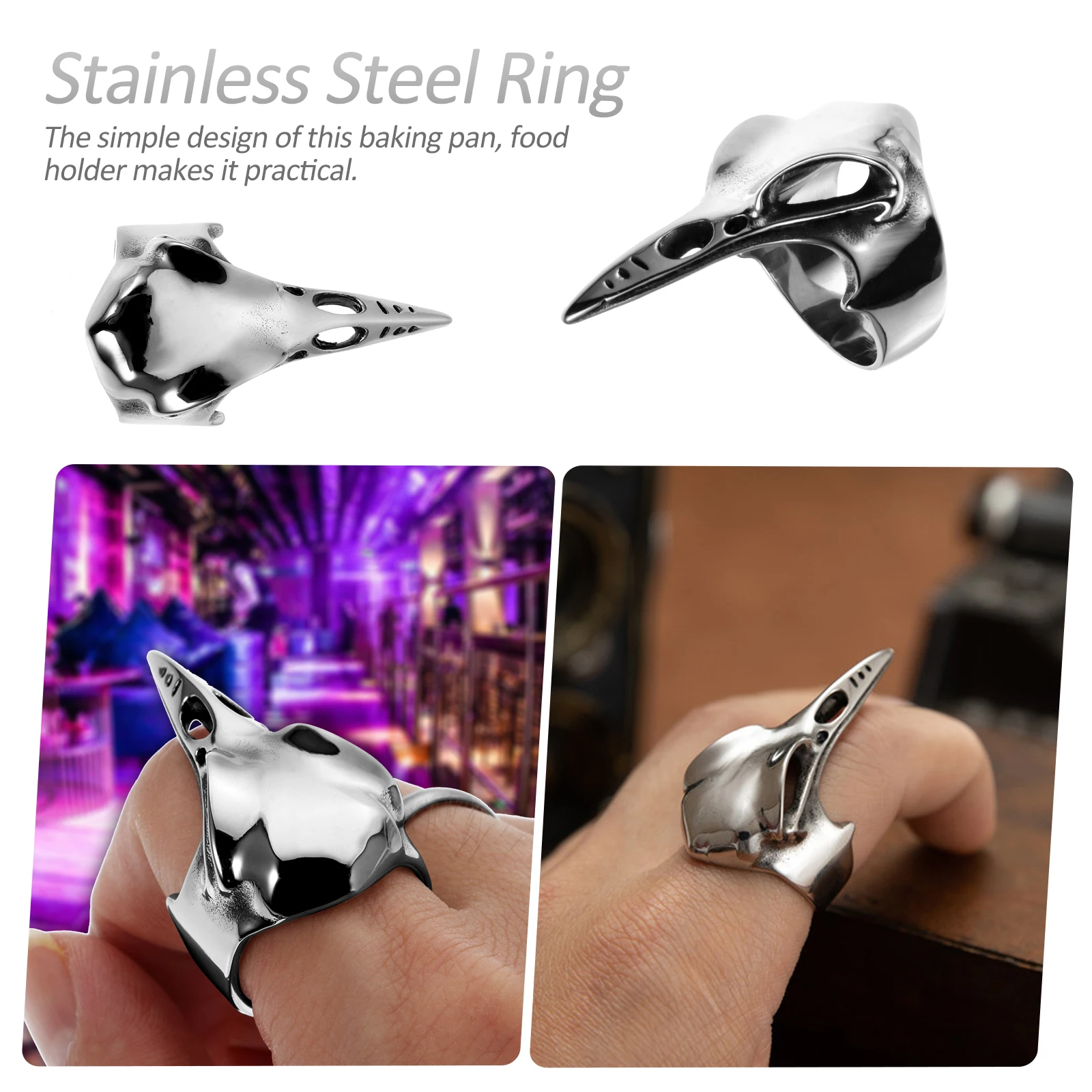 

Skull Stainless Steel Ring Cool Finger Jewelry Decor Stylish Segmentation Hair Parting Fashion Accessories Gift Idea