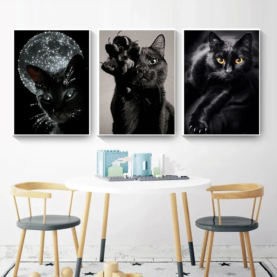 Black Cat 5D Diamond Painting Belief Diamond  Embroidery DIY Full Drill Rhinestone Craft Wall Art Home Decor Gift