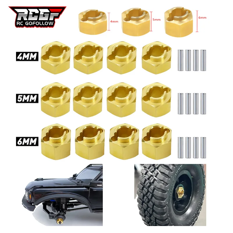 RCGOFOLLOW kuningan TRX4M Hex roda extender 4mm/5mm/6mm ketebalan untuk 1/18 RC mobil Crawler TRX4-M Bronco Defender bagian Upgrade