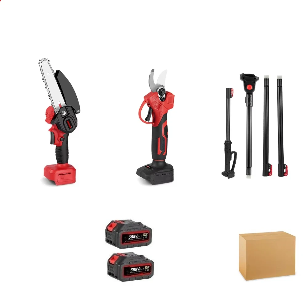 

Бесщеточный набор садовых инструментов, электрические секаторы, аккумуляторная аккумуляторная бензопила с ветвями деревьев для батареи 18 В