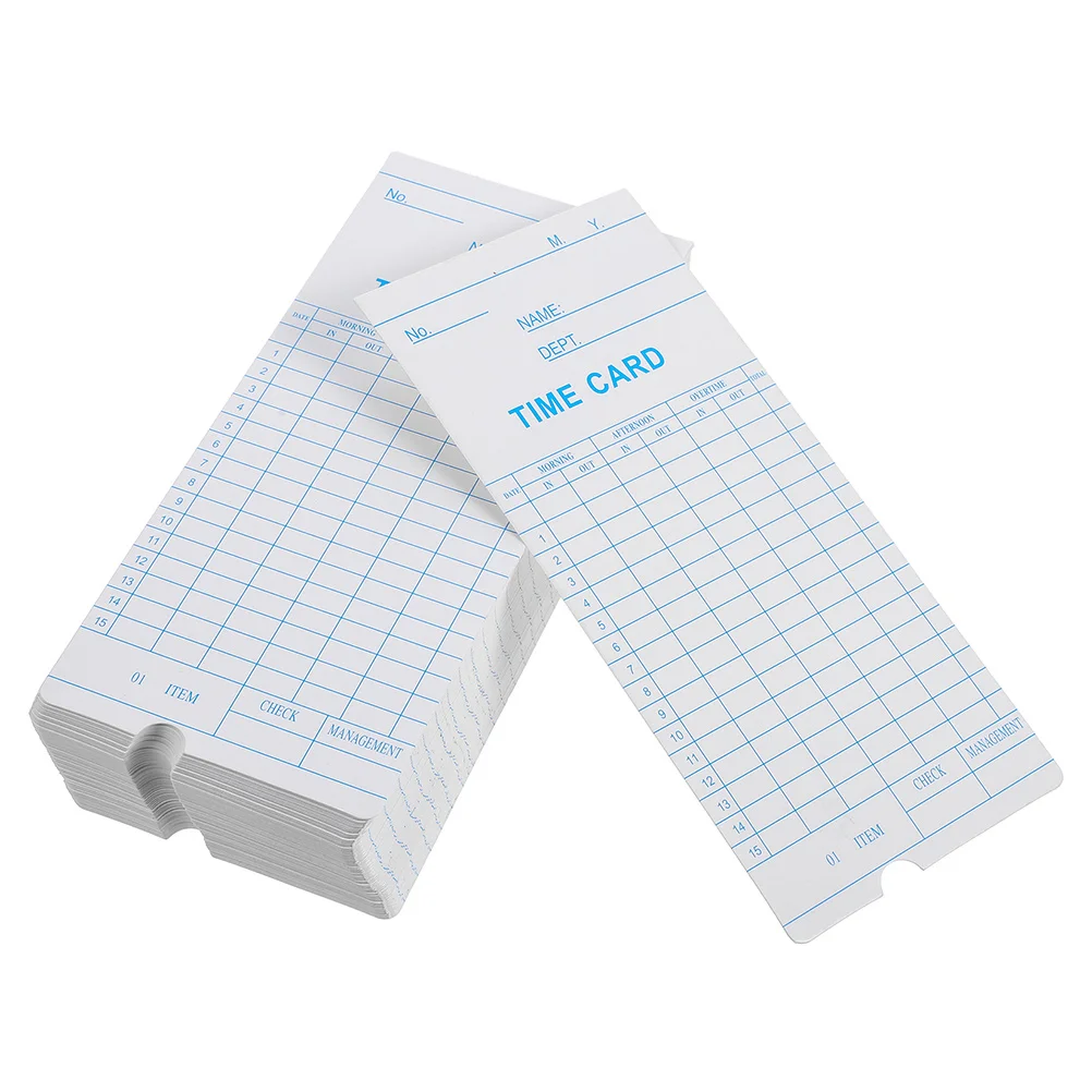 100개 주간 시간 카드 직원 출석 기록기용 시간 관리 도구 사무실 레스토랑용 투명 인쇄 가능한 시간 카드