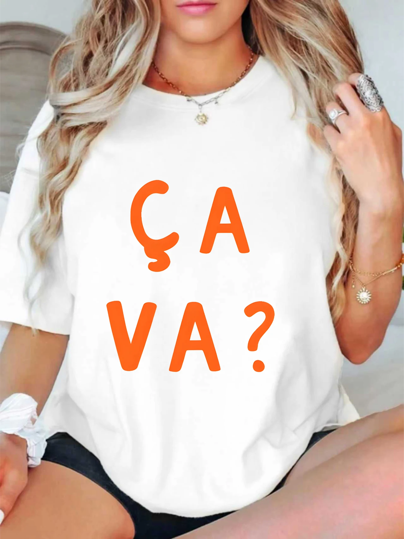 

【ZXH11437】Creative letter printed plus size women's round neck summer casual short sleeved street fashion versatile T-shirt