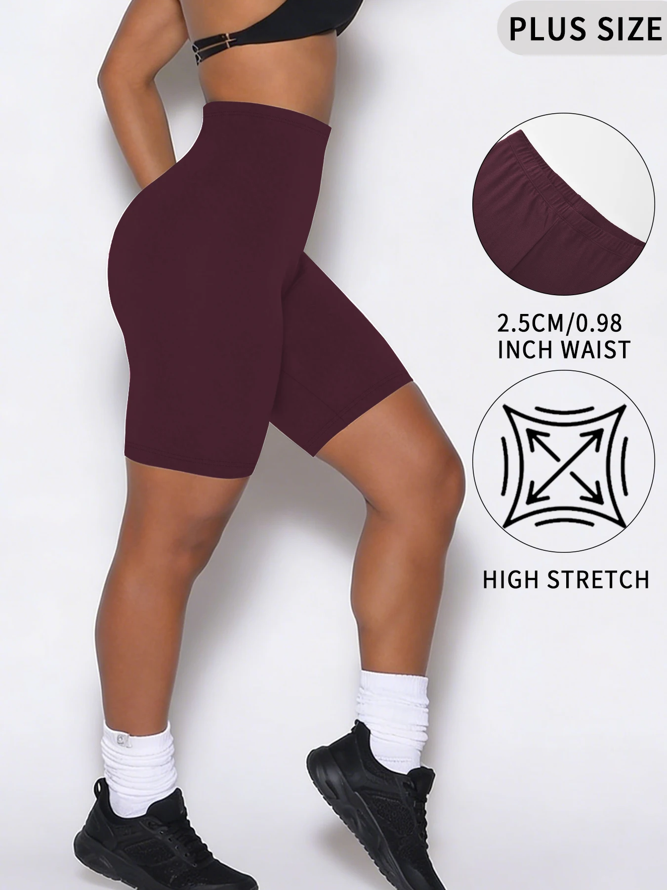 

Plus Size Super Soft Biker Shorts For Women No See Through Workout Running Yoga Athletic Shorts 6"Inseam RUNNING