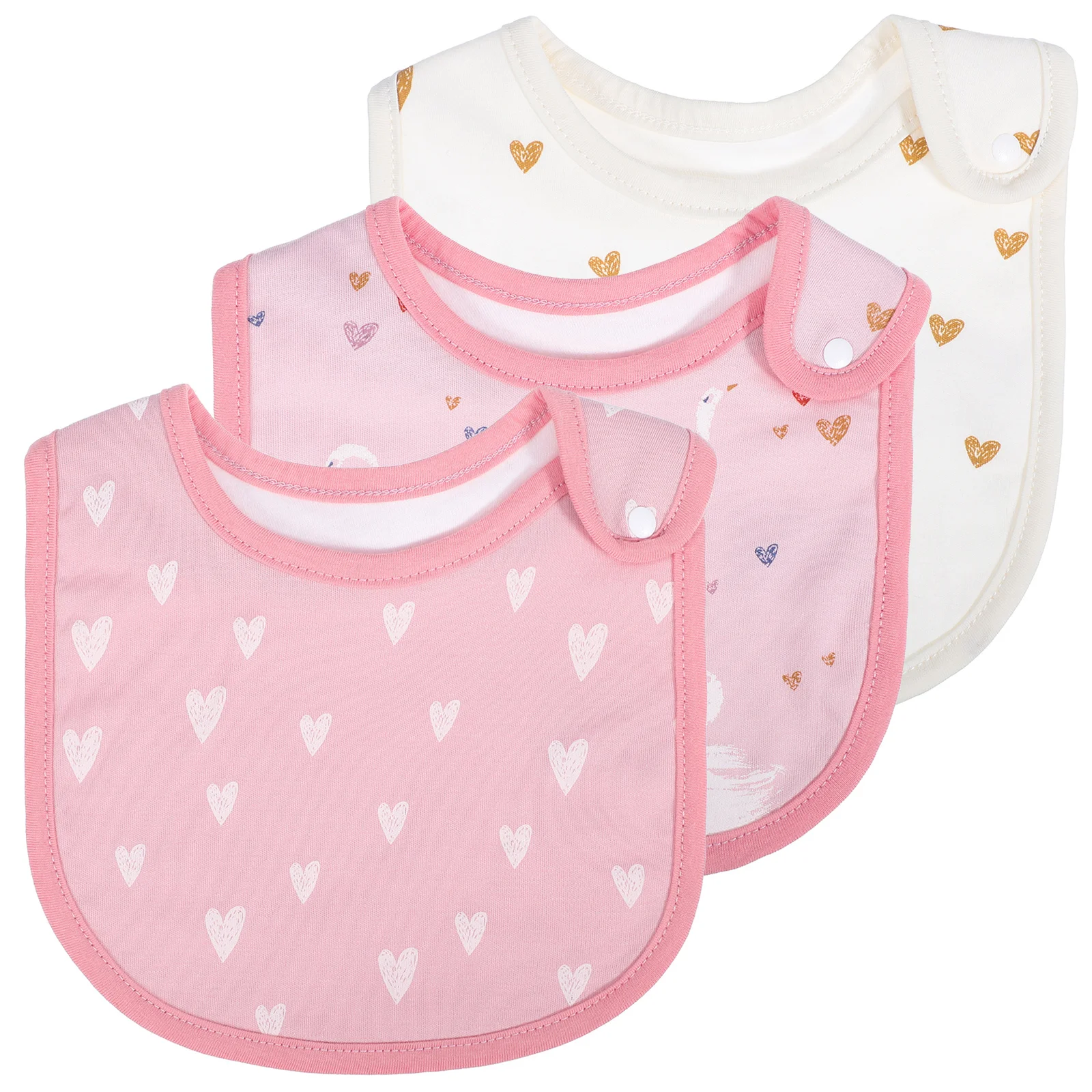 

3Pcs Cotton Baby Bibs Soft Absorbent Drooling Newborn Feeding Snap Buttons Easy to Clean Portable Washable Reusable