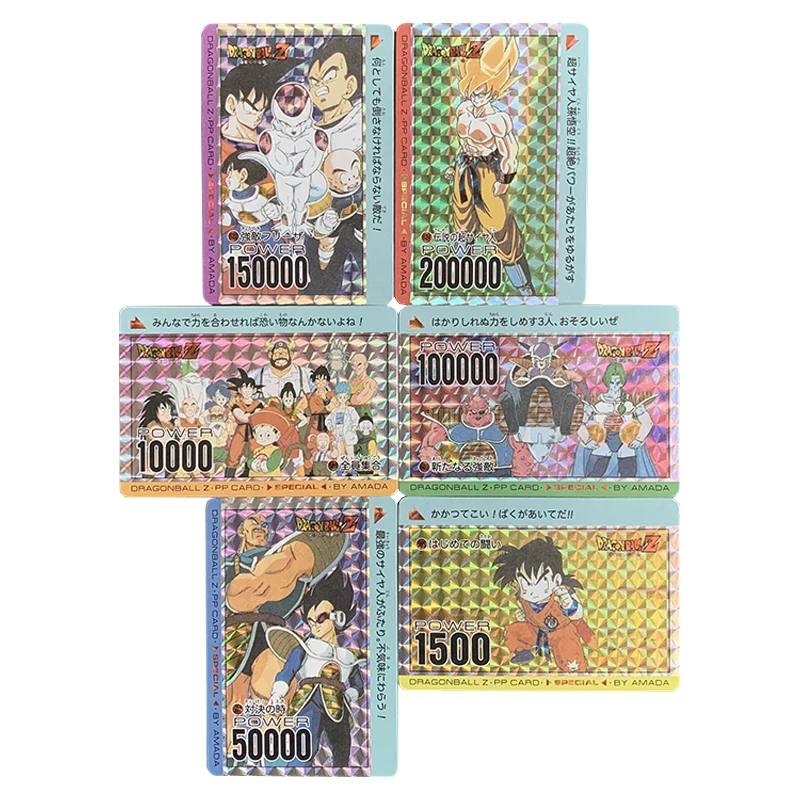 6pcs/set Dragon Ball Flash Cards Super Saiyan Goku Gohan Vegeta Frieza Cell Game Anime Collection Cards Gift Toys