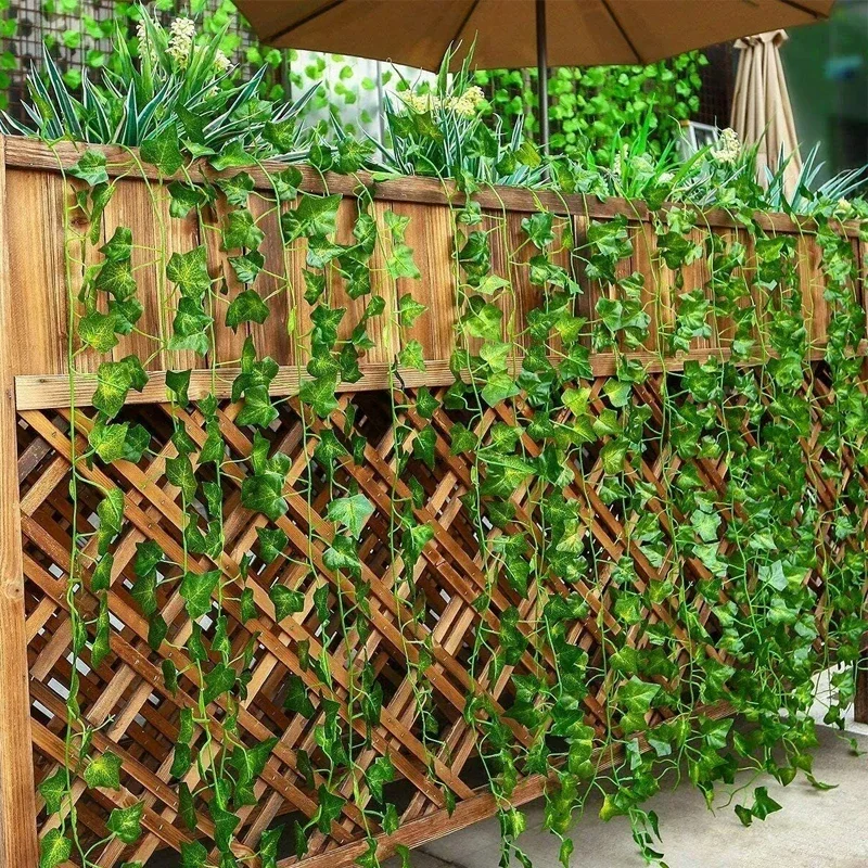 Artificial Green Ivy Leaf Rattan Creeper Leaves Vine Hanging Garland DIY Fake Flowers Plants For Garden Wedding Party Home Decor