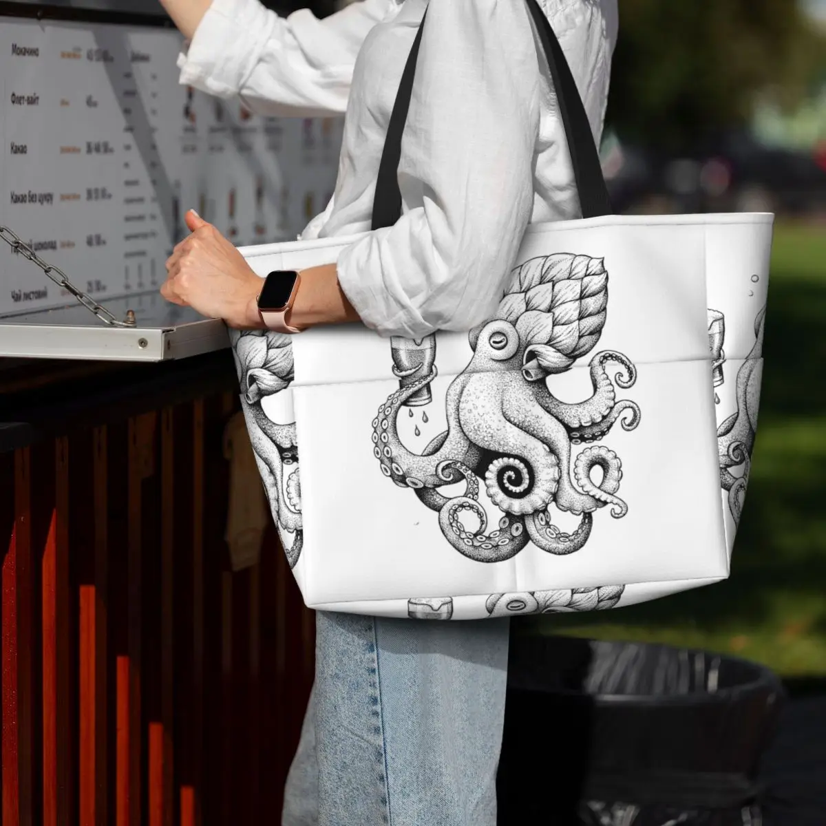 Hoptopus-Bolso de mano grande para playa con pulpo para beber cerveza, deporte, gimnasio, Yoga, bolso de mano grande, bolsa de viaje para mujer, bolsa de Fitness
