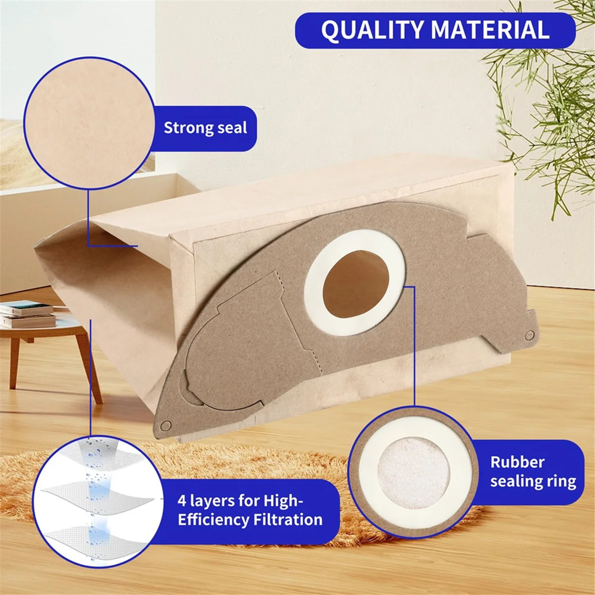 QA88X 20 Pcs Vacuum Cleaner Bags for Karcher WD2, Reusable Bags, for Karcher WD2 MV2 WD 2.200 WD2250 A2004 A2054,6.904-322.0