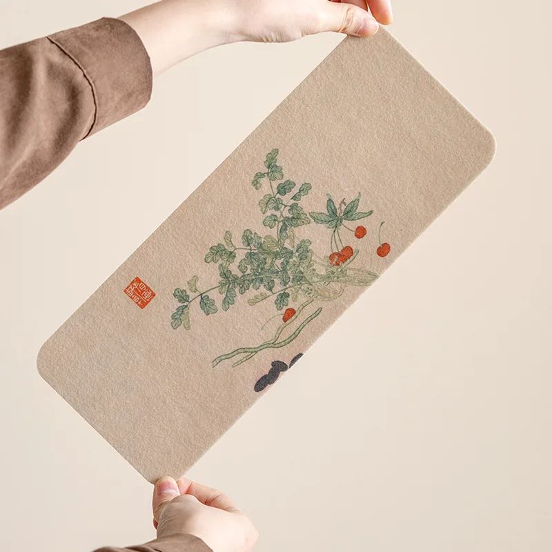 

Двусторонний водонепроницаемый чайный коврик в китайском стиле, фетровая дорожка для дзен, дорожка для чайного стола в китайском стиле, длинная полоска, коврик для сухого заваривания