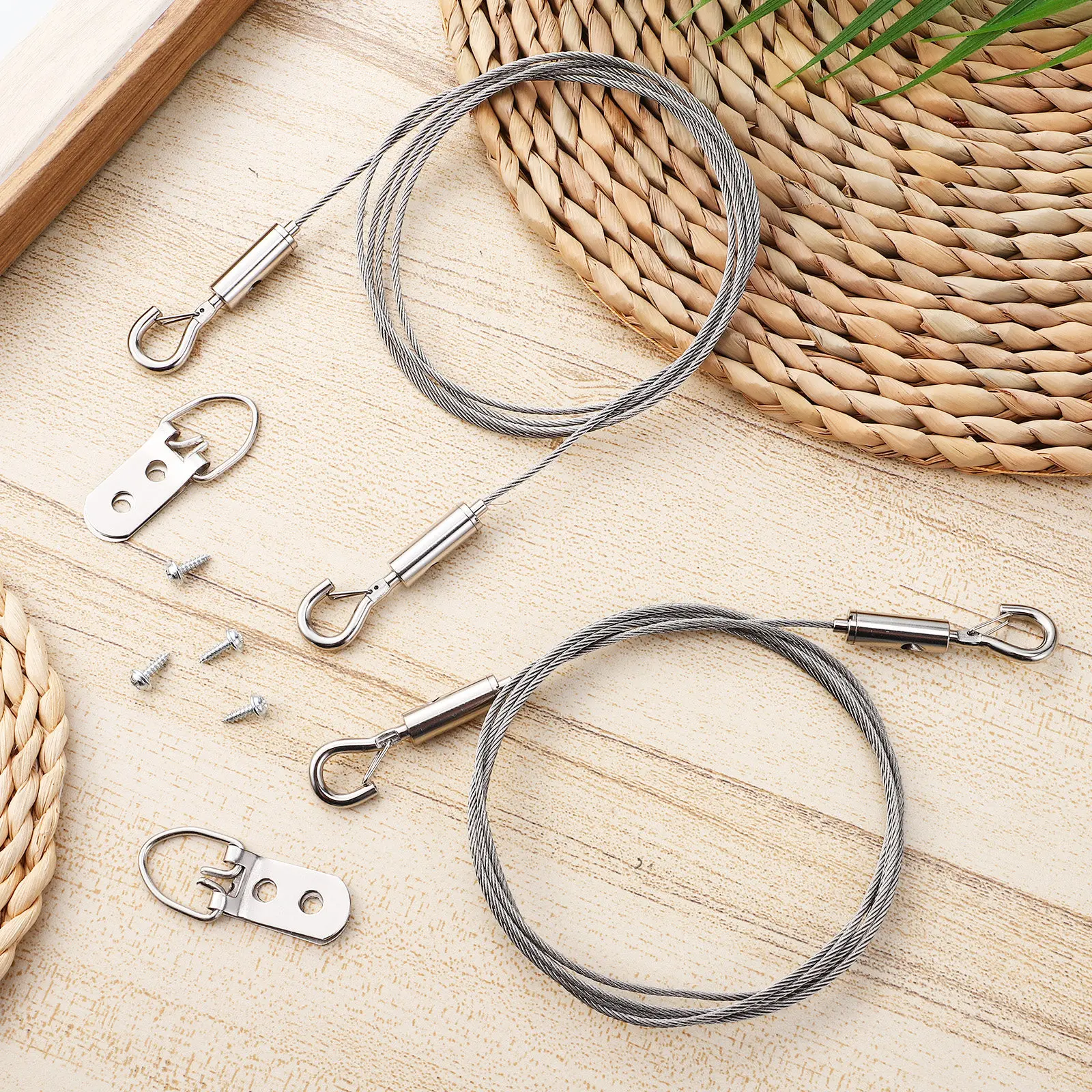 

Набор для подвешивания картин из нержавеющей стали: регулируемый комплект креплений для рам, зеркал, картин, сверхпрочный настенный кабель