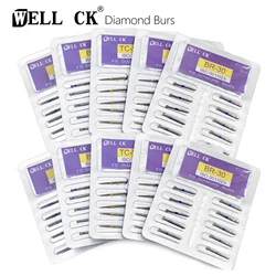 10Pcs WELLCK Dental Diamond Burs เจาะ FG Dia-Burs 1.6มม.สำหรับ Handpiece ความเร็วสูง Burs