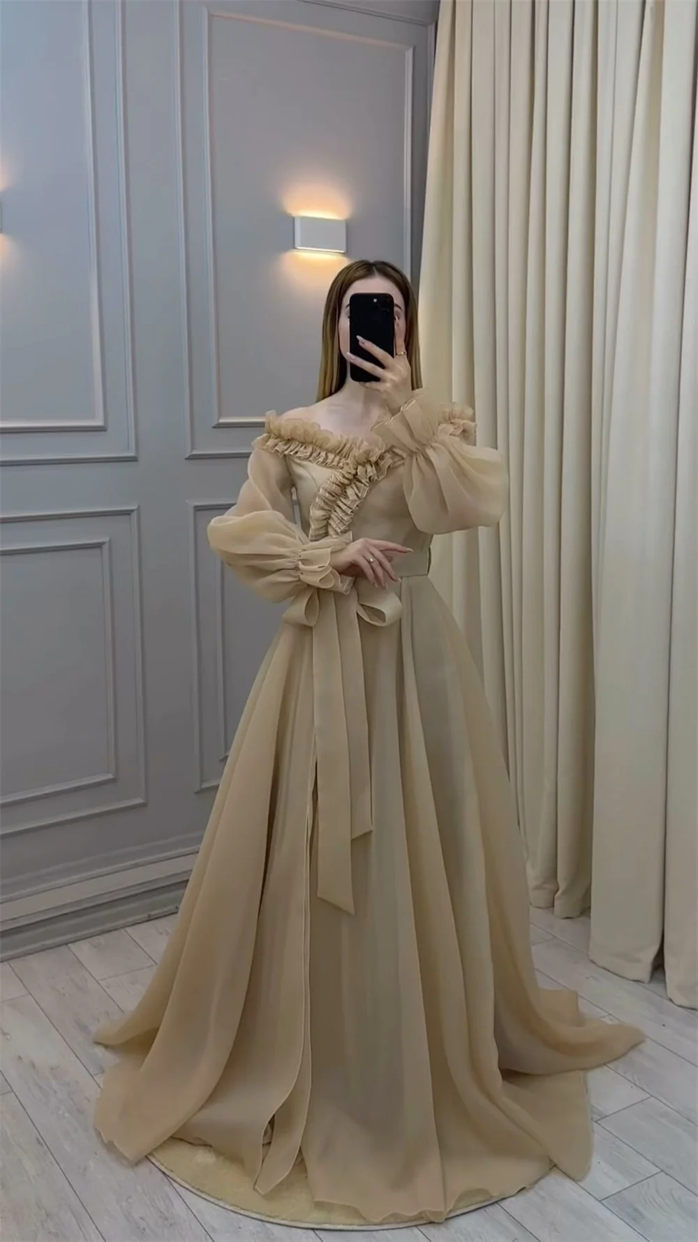 Formal Dress Prom Saudi Arabia Off-the-shoulder Ball Floor Length Skirts Tulle Draped Bows Ribbon Bespoke Occasion Dresses Eveni