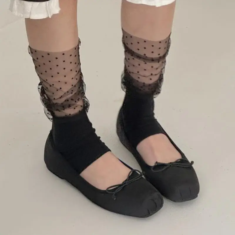 Gepunktete Fußwärmer für den Sommer aus Eisseide, Lyocell-Wadensocken, Süße Sonnenschutz-Fußabdeckung für Damen, JK-Beinwärmer – Detail 6