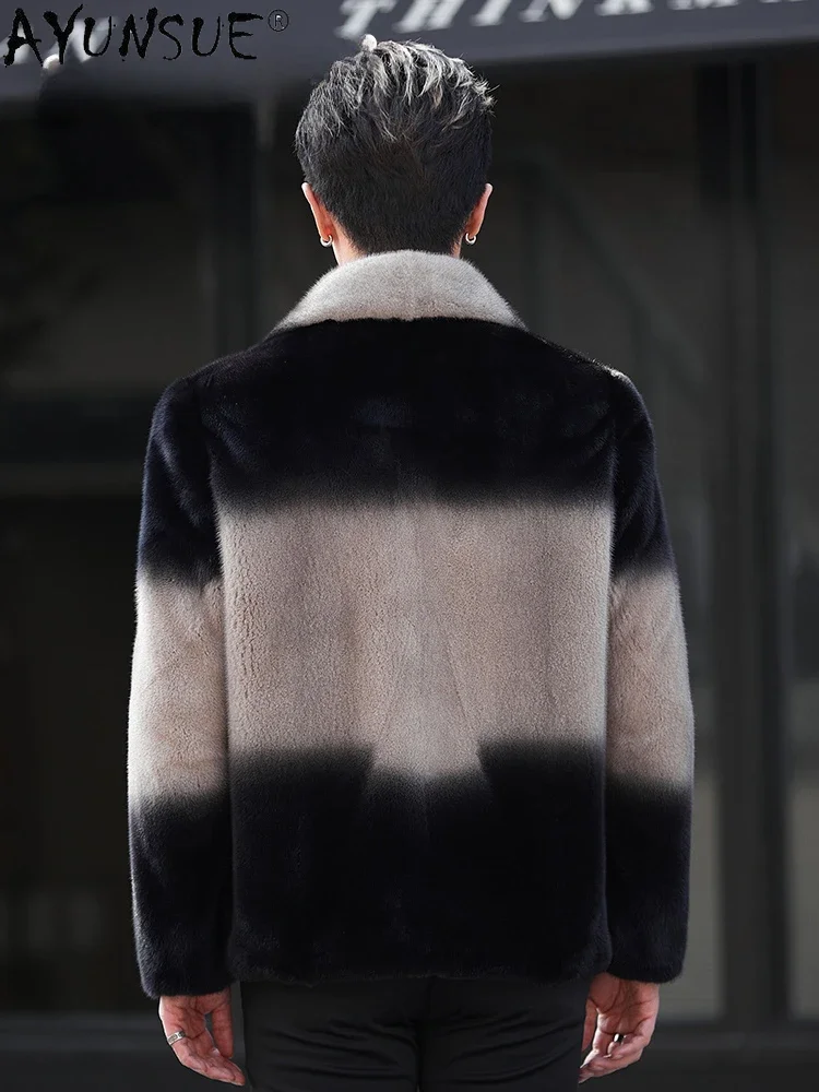 AYUNSUEขนสัตว์ธรรมชาติCoat Casual Real Mink Fur Jacketสําหรับชายฤดูหนาว2025 Luxury Real Fur Coats Minkแจ็คเก็ตCasaco Masculino
