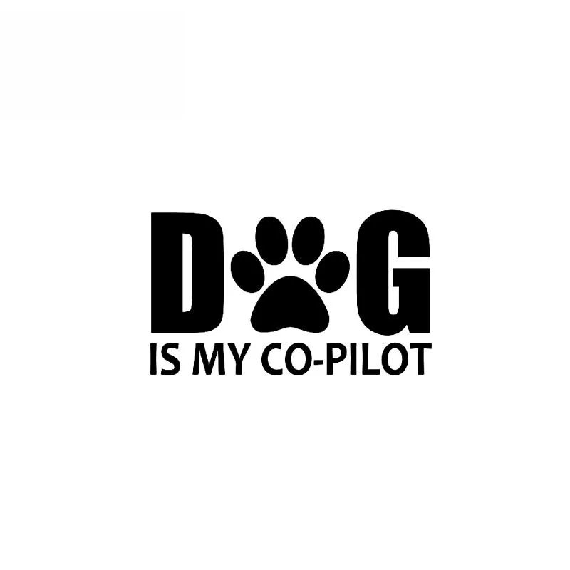 DOG IS MY CO-PILOT Decal  Vinyl Car Sticker Dog on Board Puppy Black/Silver,17CM*10.2CM