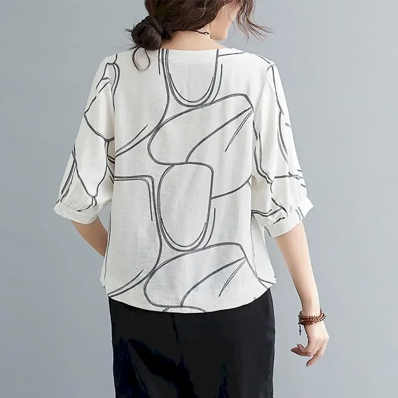 Katoen Linnen T-shirts Vrouwen Art Vintage Losse Oversized T-shirt Fashion Casual O-hals Korte Mouw Tops Zomer Trend Dunne T-shirt