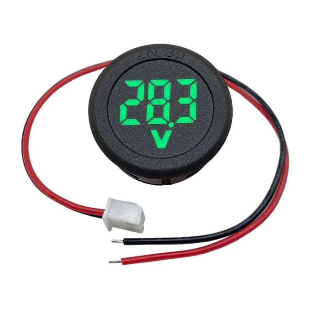 Car Voltmeter DC 4-100V LED Digital Display Round Two Wire Panel Voltage Meter