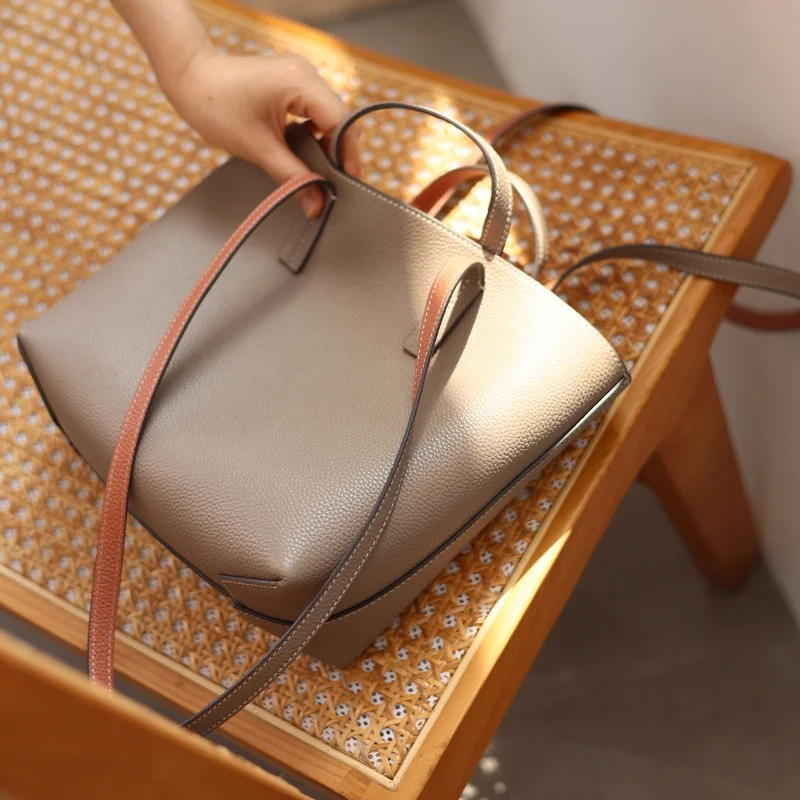 

Genuine Leather Luxury Designer Mini Tote For Ladies Soft Shoulder Bags Two Sides Available Hand Bag