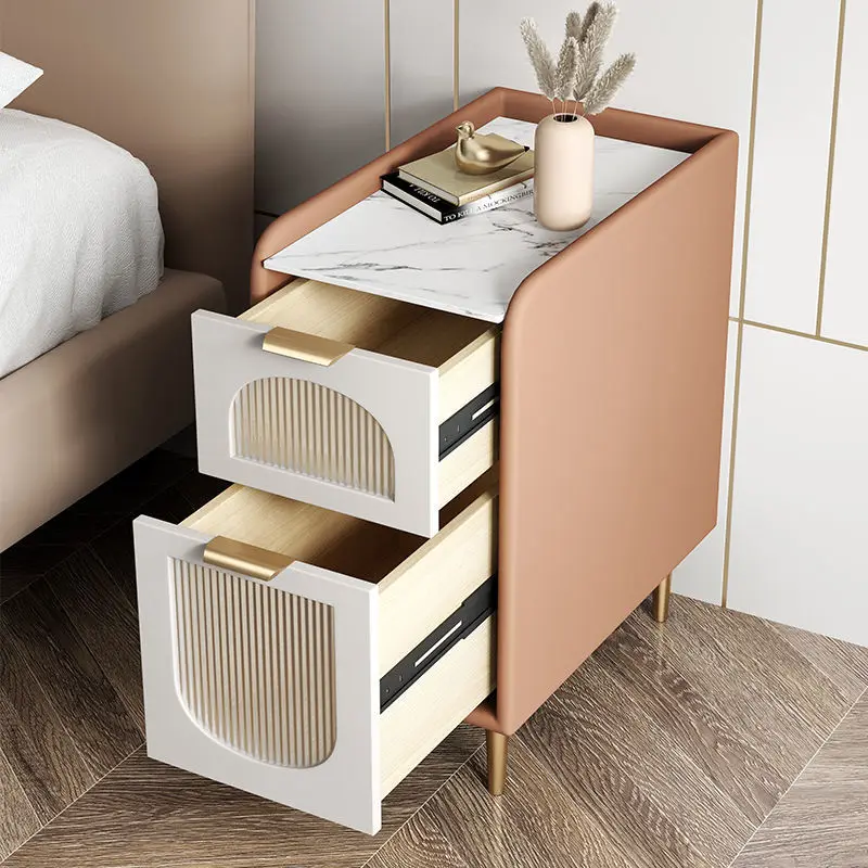 Solid Wood Light Luxury Ultra-narrow Bedside Table Bedroom Home Small Mini Locker Net Celebrity Seam Table Nightstands Mesa Ins