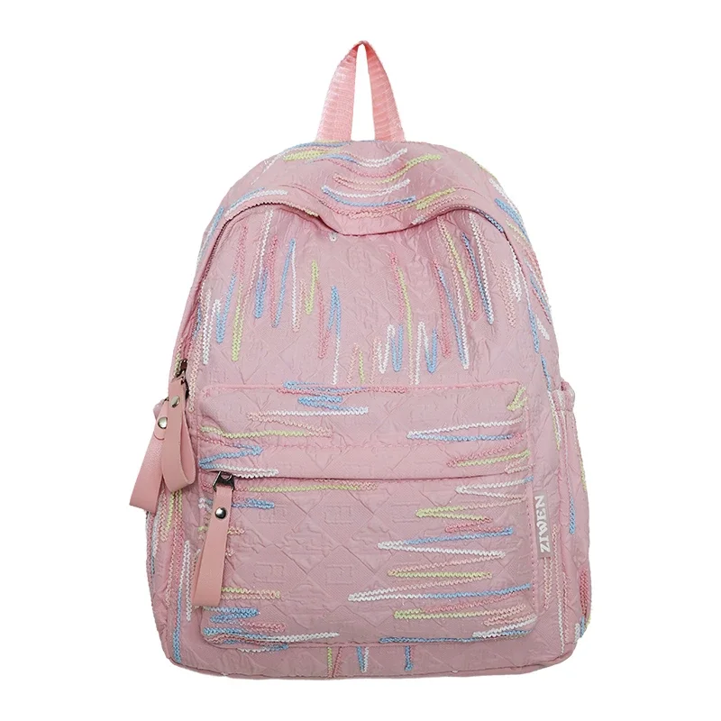 Nylon Stof Rits Met Kwast Borduren Waterdichte Preppy Studententas Mode Braakliggende Schattige Schooltas Mochila Bolsa