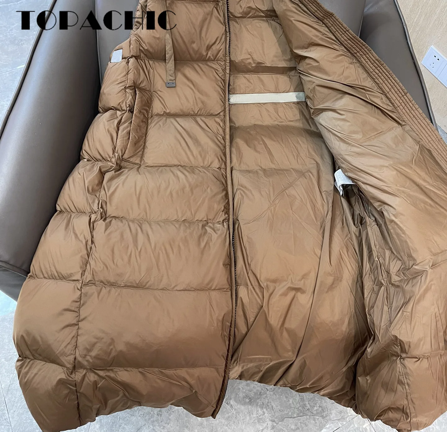 8.29 TOPACHIC-Women Clothes Fashion Quilted Long Goose Down Zipper Vest Drawstring Hooded Keep Warm Thick Vest Coat