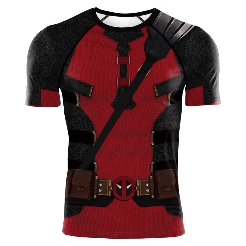[You're My Secret] Superhero Wolverine Deadpool Short Sleeve Workout Compression Shirts Halloween Zenti James Howlett Party#1#W.