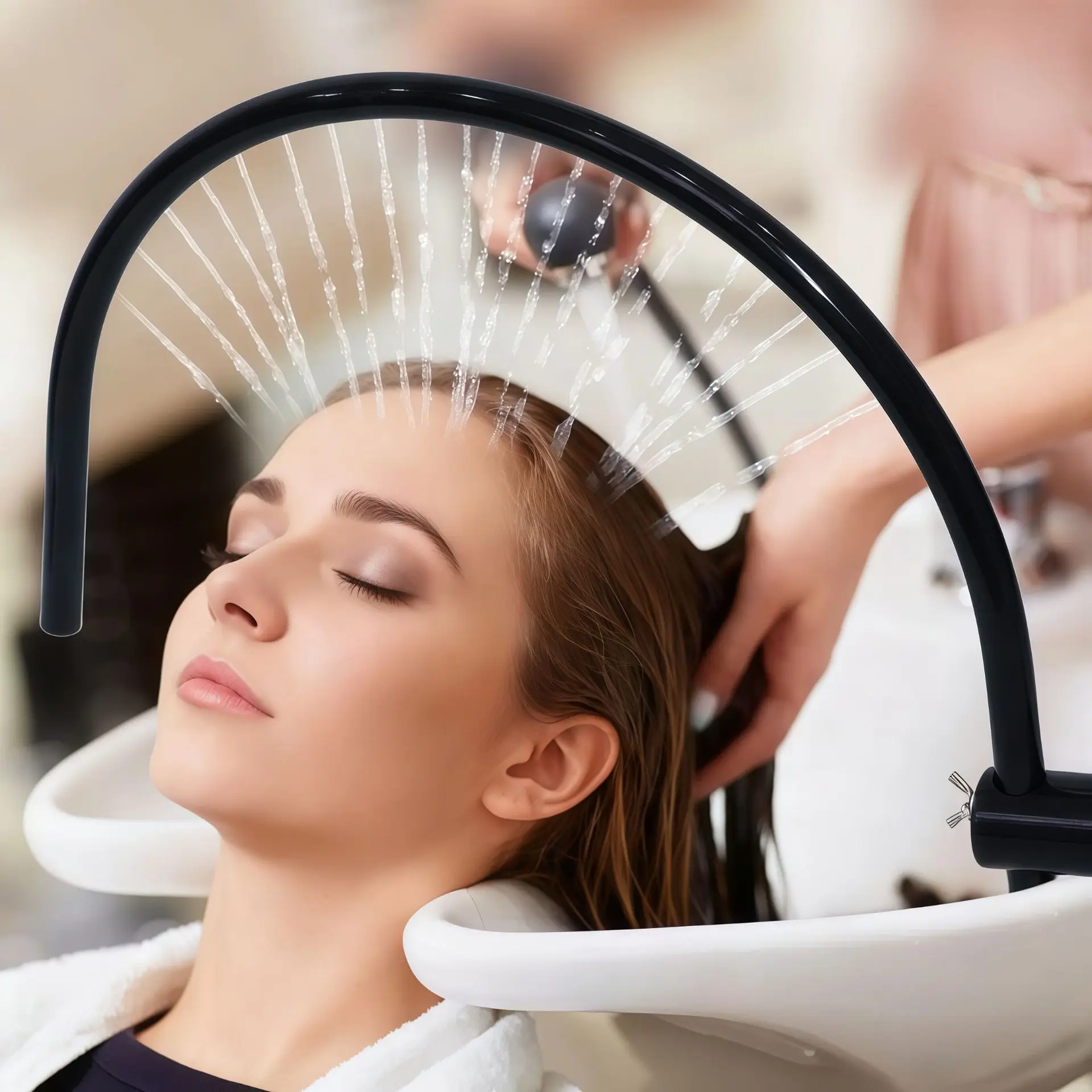 New 180 Degree Arc Design with Pump Head Spa WaterfallFrame Salon Spa Water Circulation Device For Shampoo Bed Bowl Accessories