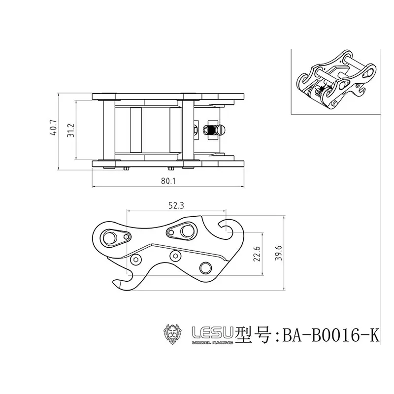 Metal Quick Released Coupler KIT For LESU Aoue LR945 1/14 RC Tracks Type Hydraulic Excavator Toys For Boys Gift