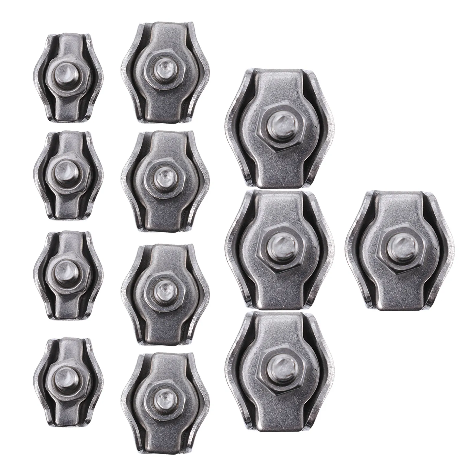 12Pcs Steel Wire Rope Clip Stainless Single Bolt Cable Clamp Corrosion Resistant Cable Clamp Hardware for Ships Marine Rigging
