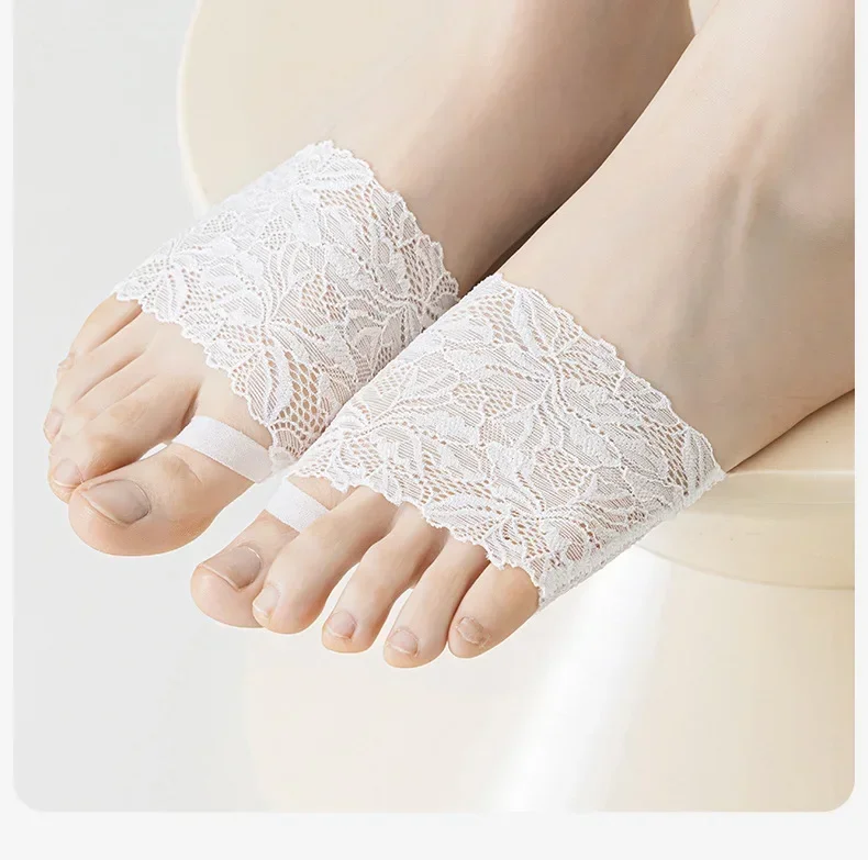 1–10 Paar Damen-Socken mit halber Sohle, rutschfest, unsichtbar, Dessous-Socken für High Heels, Schuhe, Sommer, dünne, atmungsaktive Spitzen-Fußabdeckung – Detail 11