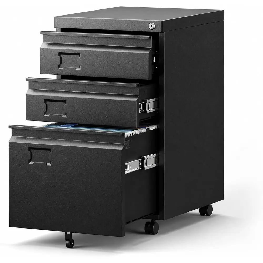 

Heavy Duty Lockable 3 Drawer Mobile Metal File Cabinet With Name Holder Fit Legal Letter A4 Under Desk Home Office Assembly Required