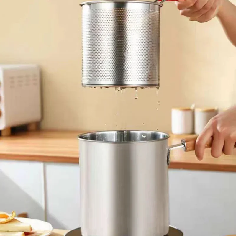 Deep Fryer 1PC304 Stainless Steel Multifunctional With Frying Basket With Clip Household Fish Strainer Pan Kitchen Tools