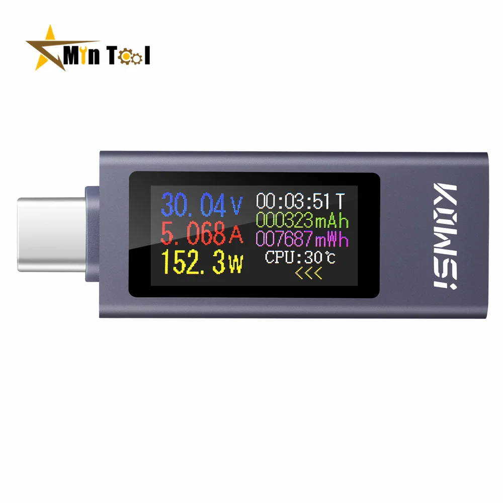 DC 4-30V 0-12A  0.96 Inch Type-c Multi-function Digital Display DC Voltage Ammeter Power Meter Cell Phone Charging Tester